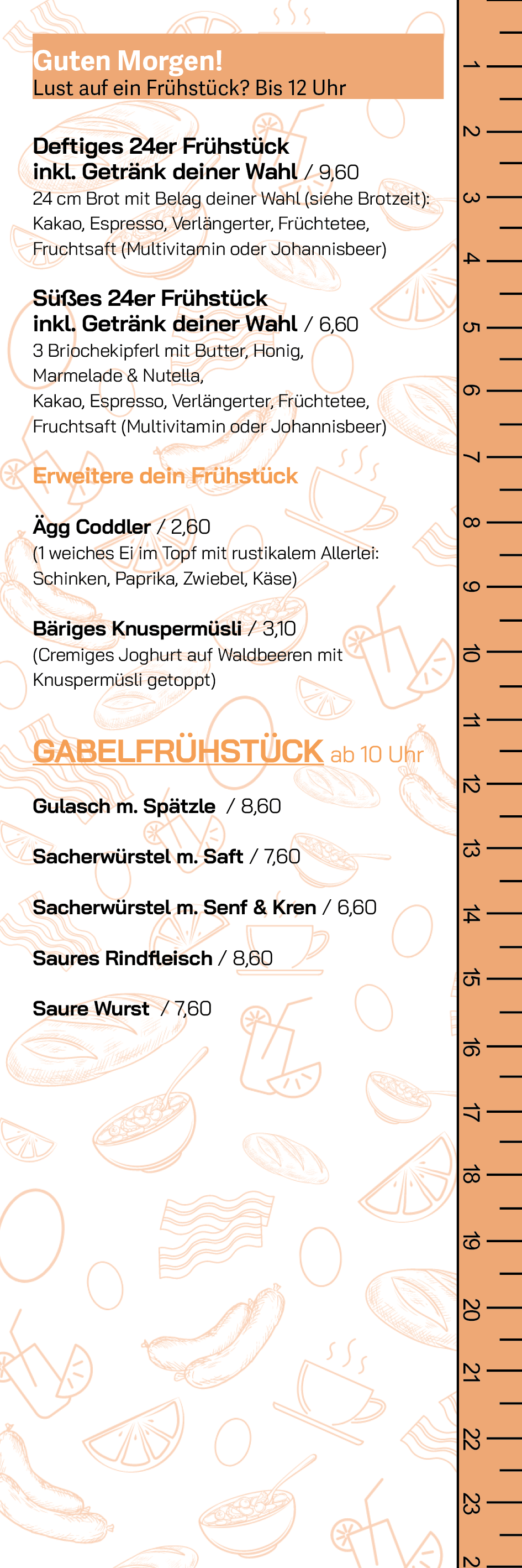 Speisekarte Cafe 24 Oktober 20238